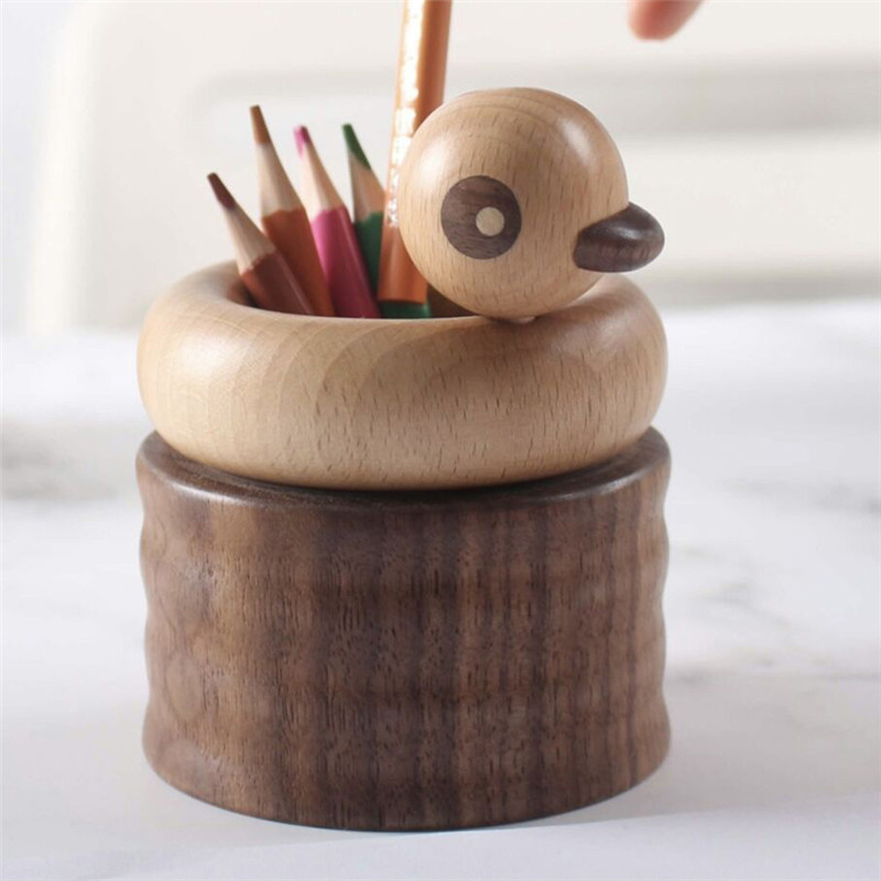 Wooden Animal Duck Pen Holder