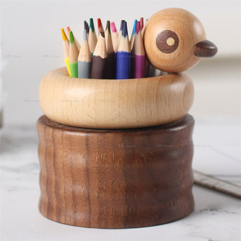 Wooden Animal Duck Pen Holder