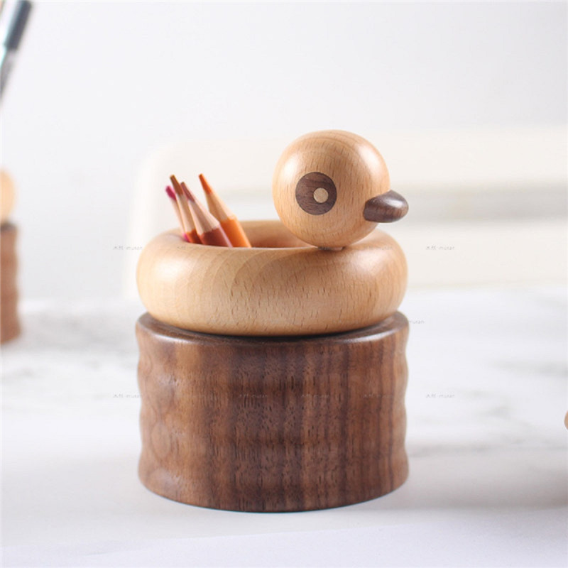 Wooden Animal Duck Pen Holder