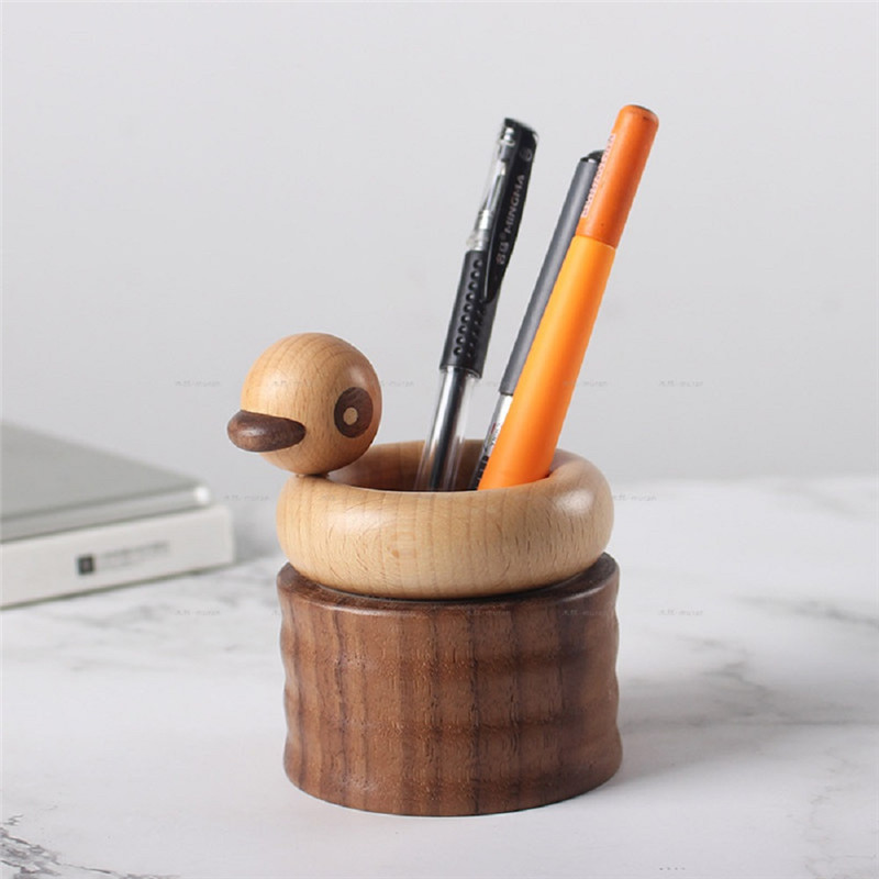 Wooden Animal Duck Pen Holder