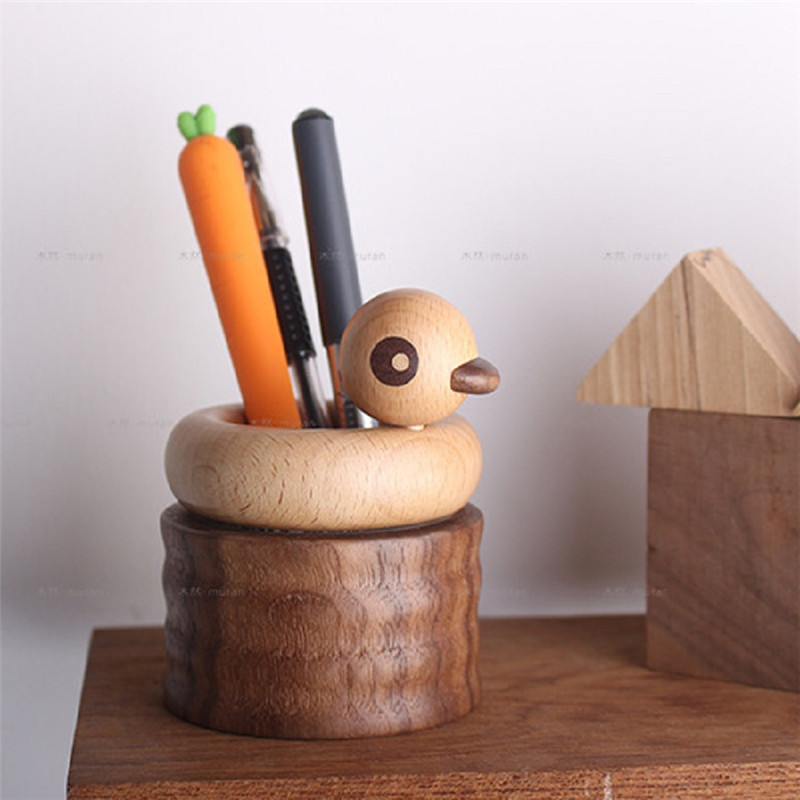 Wooden Animal Duck Pen Holder