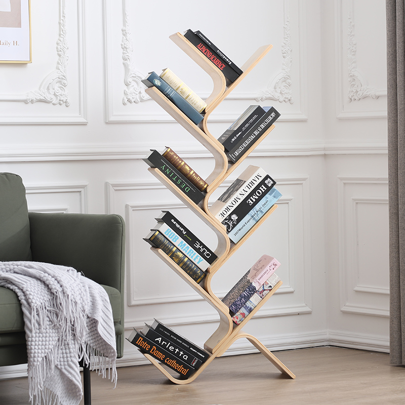 Natural Wood Bookshelf Bookcase