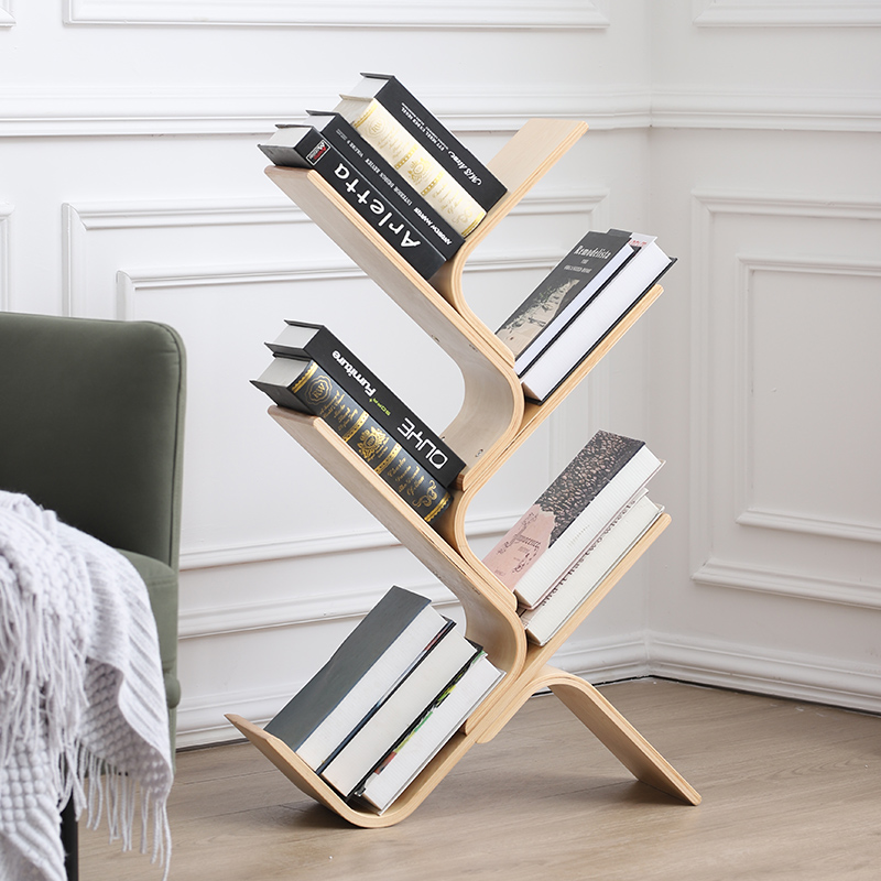 Natural Wood Bookshelf Bookcase