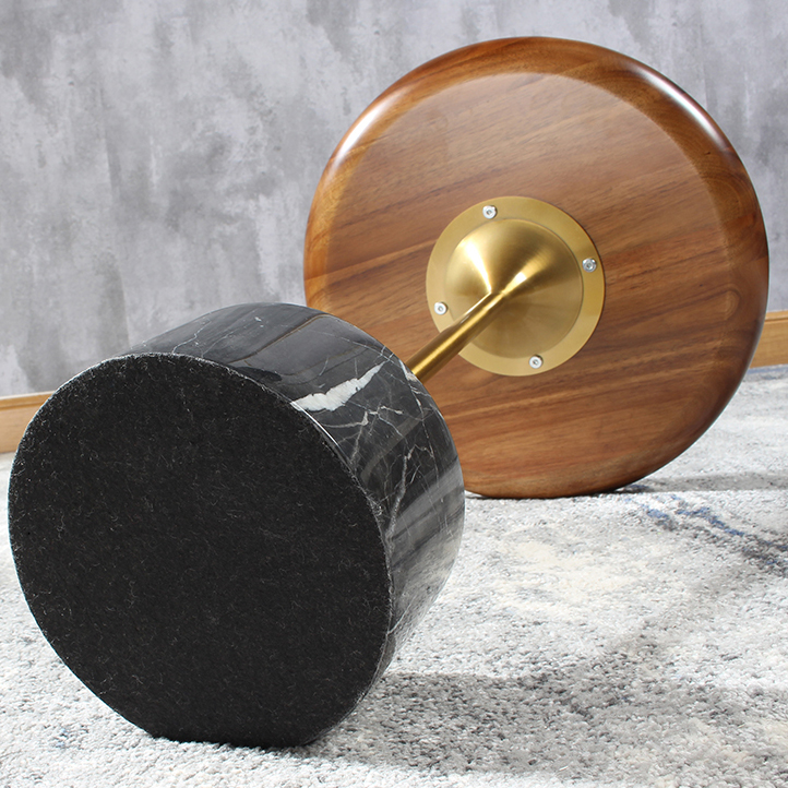 Marble Base with Wooden Tray Coffee Table