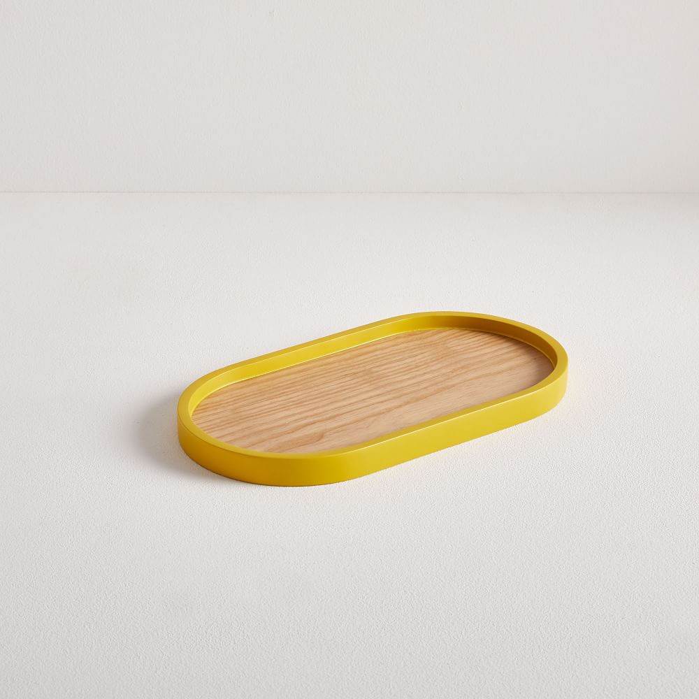 Two-tone round and oval Wooden Serving Tray