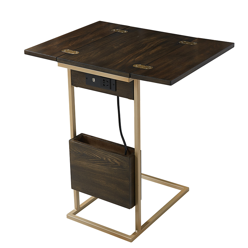 Foldable Side Table with Charge Station