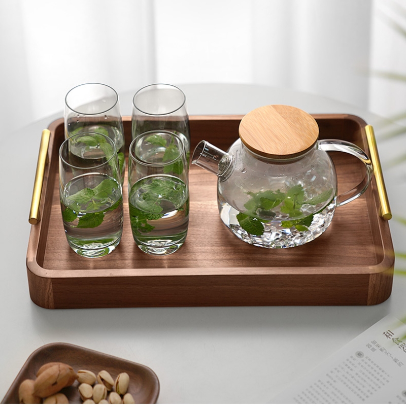 Walnut Color Wooden Serving Tray set of 3pcs