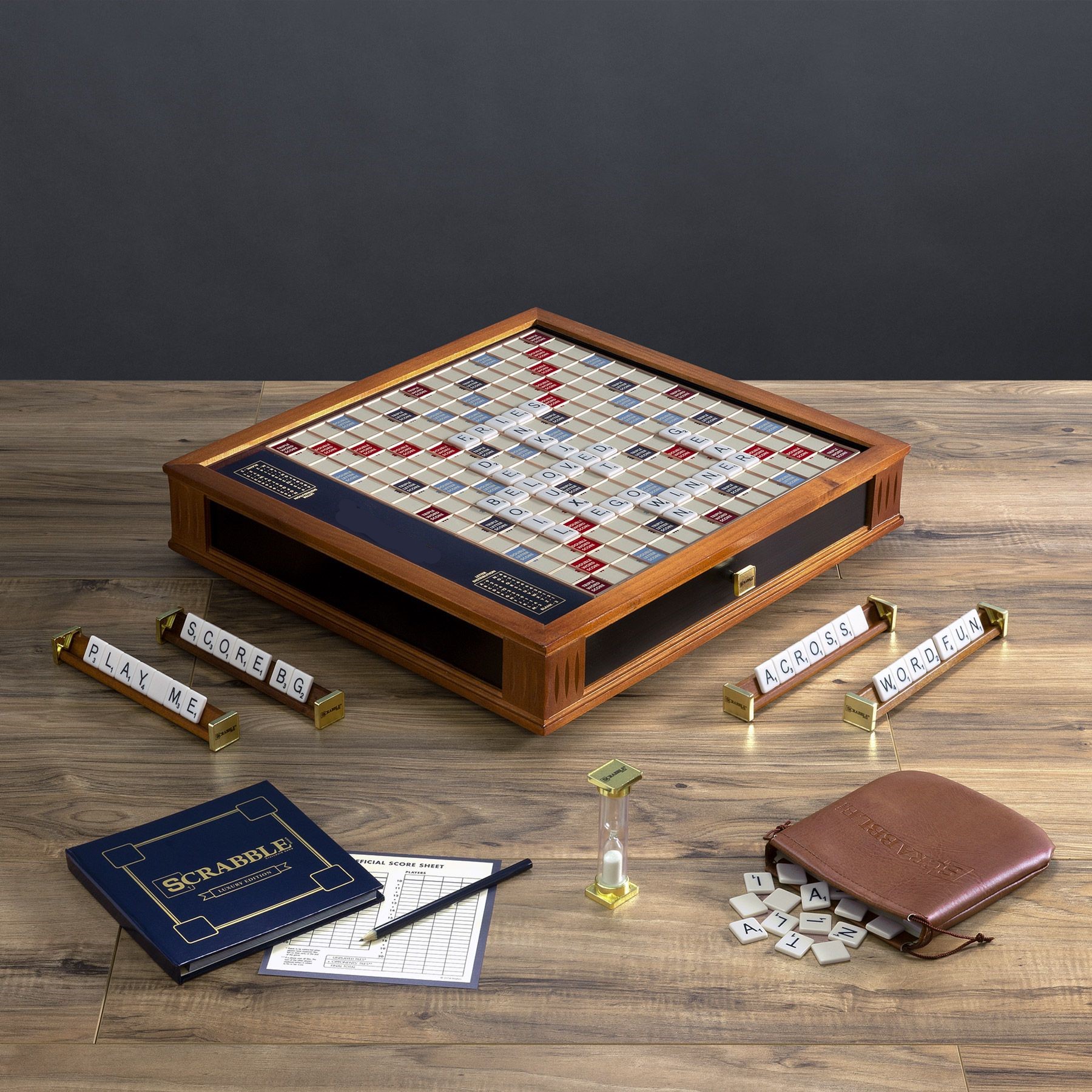 Desk top crossword  board game with turntable-Natural color