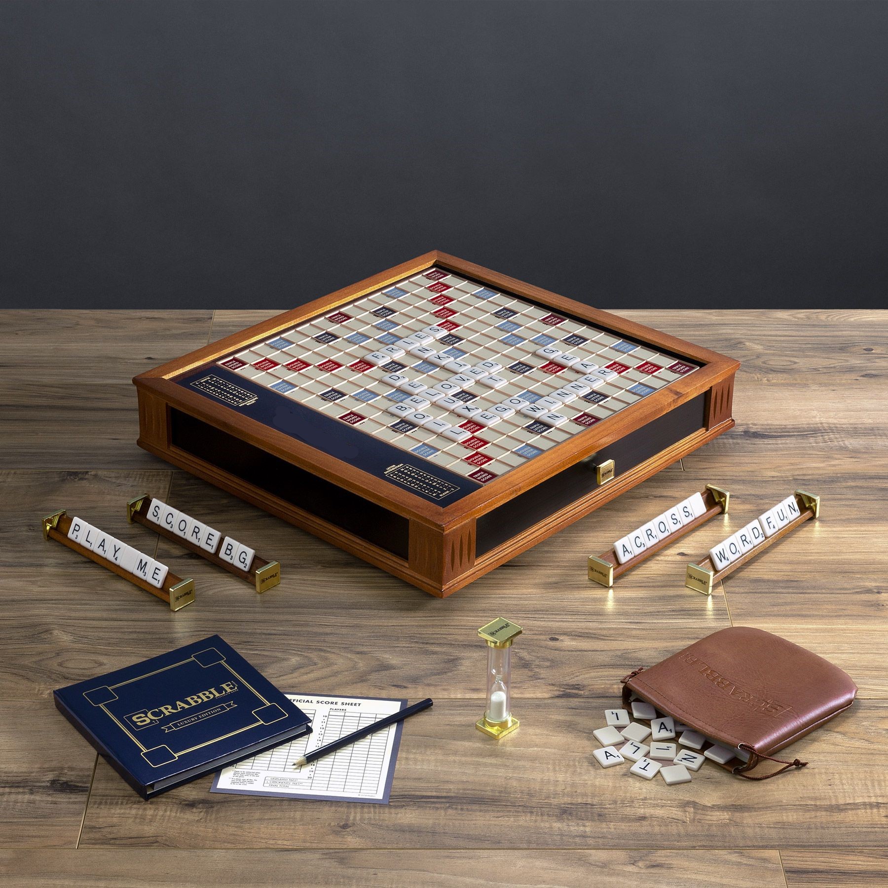 Desk top crossword  board game with turntable-Natural color