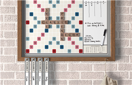 Deluxe metal crossword game board with wood frame
