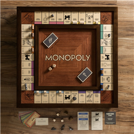 Walnut color desk top board game Monopoly